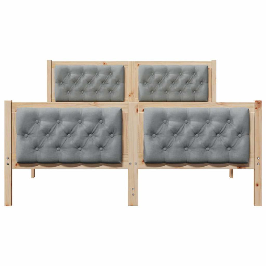 Bedframe met hoofdeinde Lichtgrijs 140 x 190 cm Stof