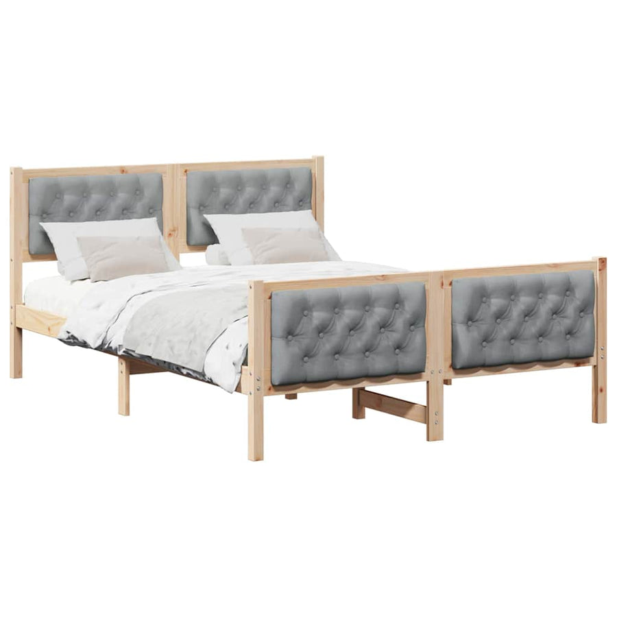 Bedframe met hoofdeinde Lichtgrijs 140 x 190 cm Stof