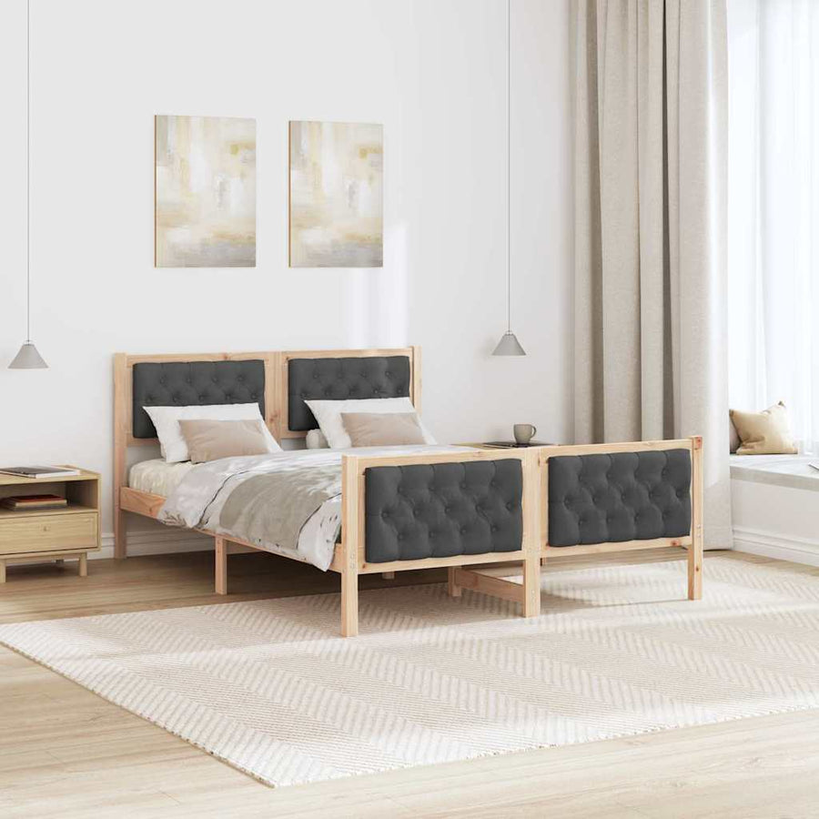 Bedframe met hoofdeinde Donkergrijs 140 x 190 cm Stof
