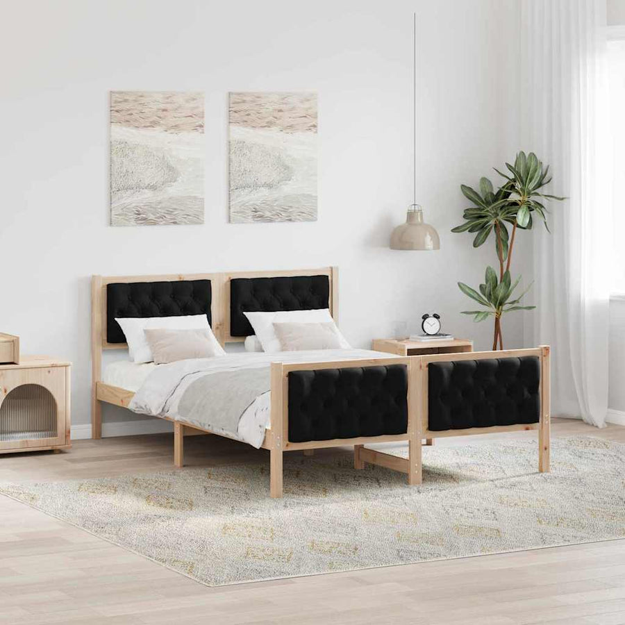 Bedframe met hoofdeinde Zwart 140 x 190 cm Stof