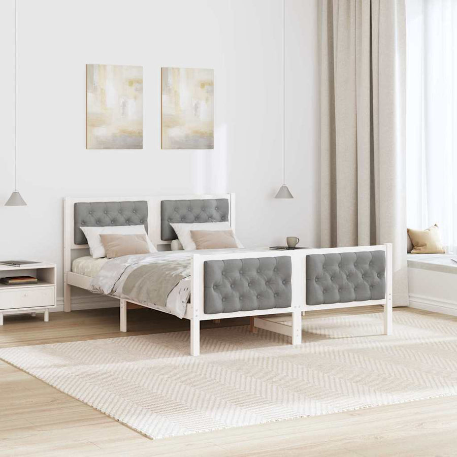 Bedframe met hoofdeinde Lichtgrijs 140 x 190 cm Stof