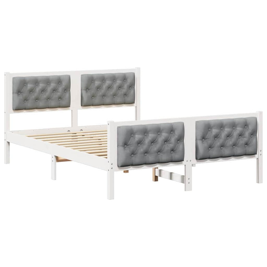 Bedframe met hoofdeinde Lichtgrijs 140 x 190 cm Stof