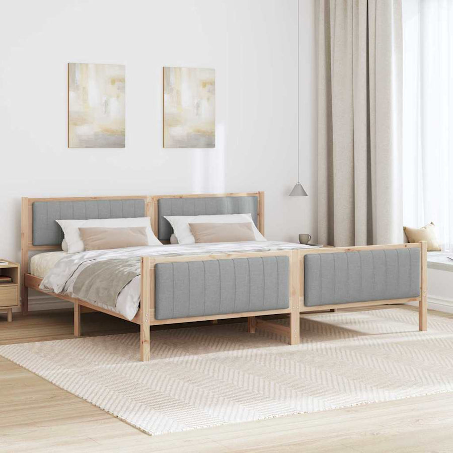 Bedframe Bruin en lichtgrijs 200 x 200 cm Massief grenenhout
