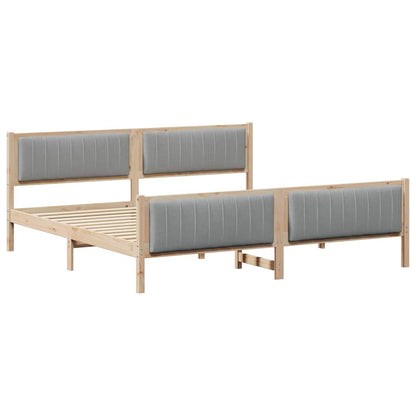 Bedframe Bruin en lichtgrijs 200 x 200 cm Massief grenenhout