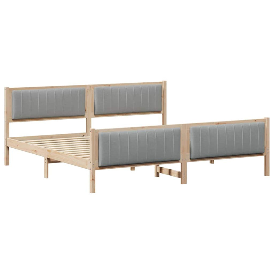Bedframe Bruin en lichtgrijs 200 x 200 cm Massief grenenhout