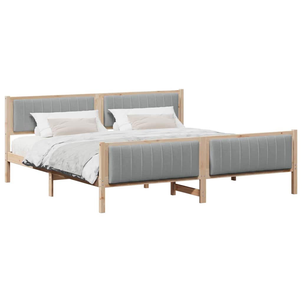 Bedframe Bruin en lichtgrijs 200 x 200 cm Massief grenenhout