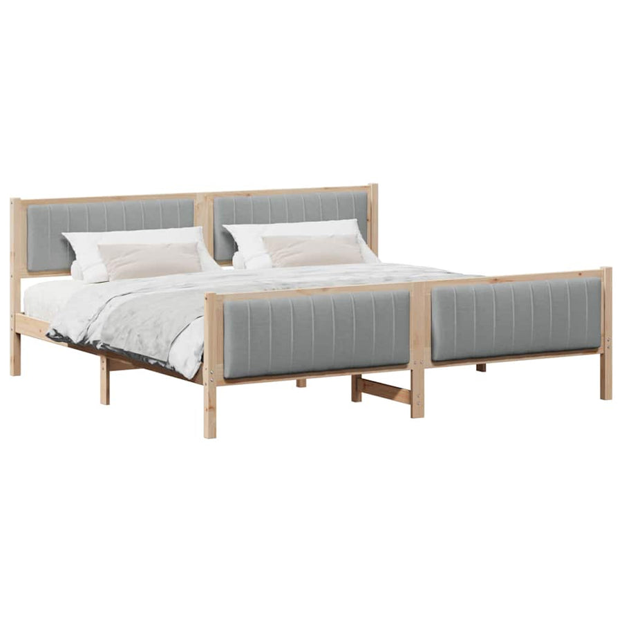 Bedframe Bruin en lichtgrijs 200 x 200 cm Massief grenenhout