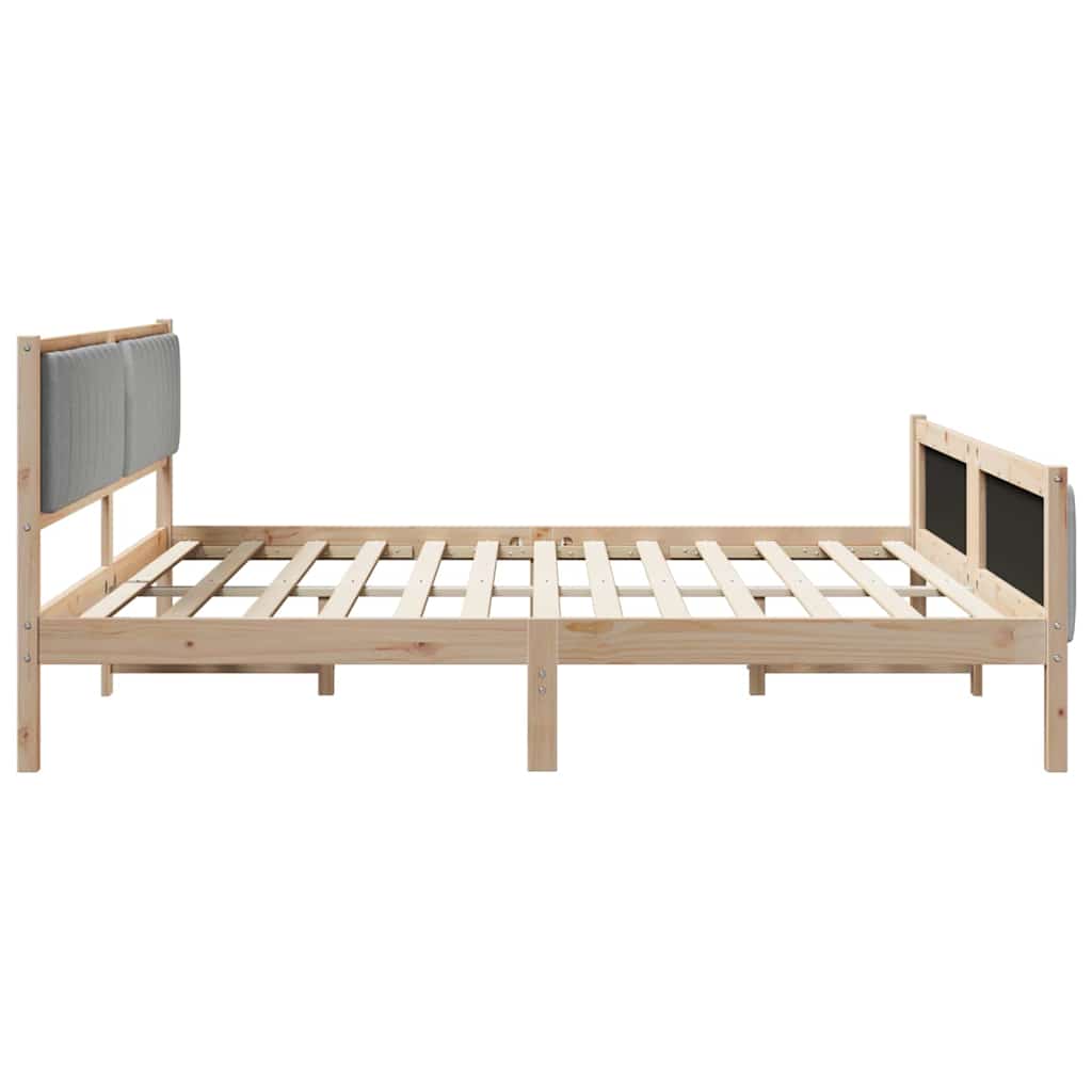 Bedframe Bruin en lichtgrijs 200 x 200 cm Massief grenenhout