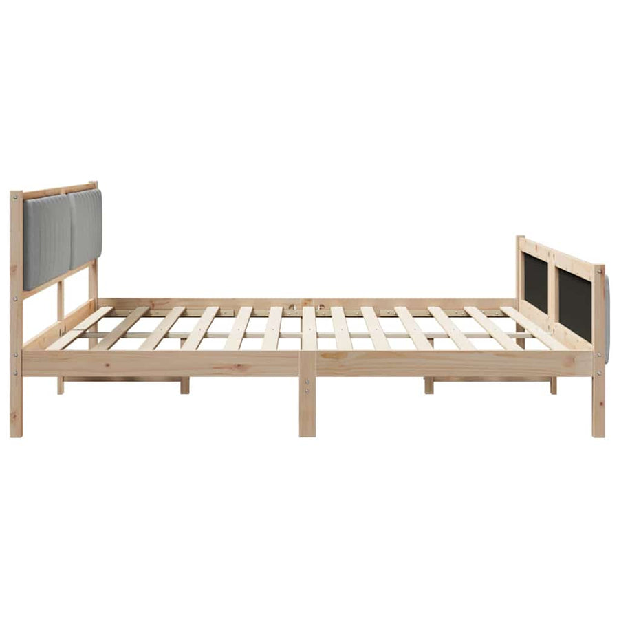 Bedframe Bruin en lichtgrijs 200 x 200 cm Massief grenenhout