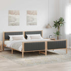 Bed Frame Brown and Dark Grey 200 x 200 cm Solid Pinewood