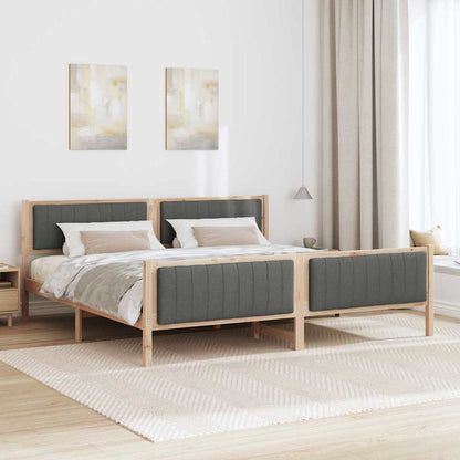 Bedframe Bruin en donkergrijs 200 x 200 cm Massief grenenhout