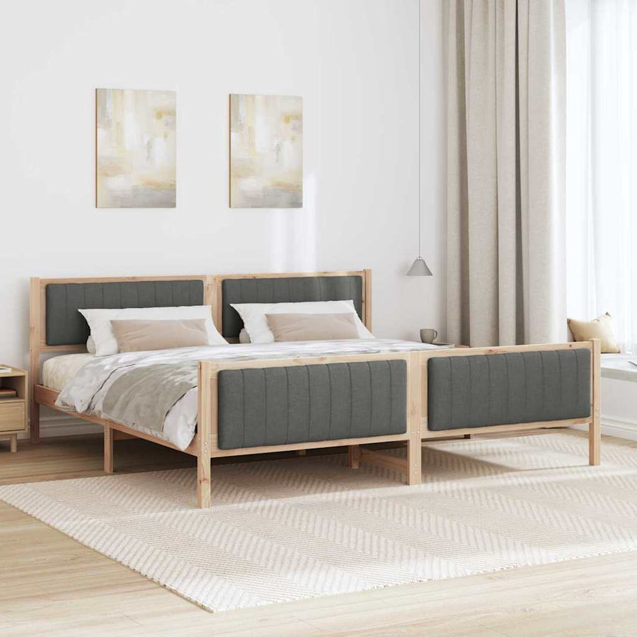 Bedframe Bruin en donkergrijs 200 x 200 cm Massief grenenhout