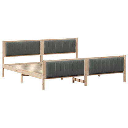 Bedframe Bruin en donkergrijs 200 x 200 cm Massief grenenhout