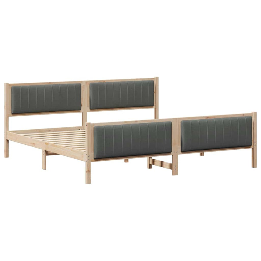 Bedframe Bruin en donkergrijs 200 x 200 cm Massief grenenhout