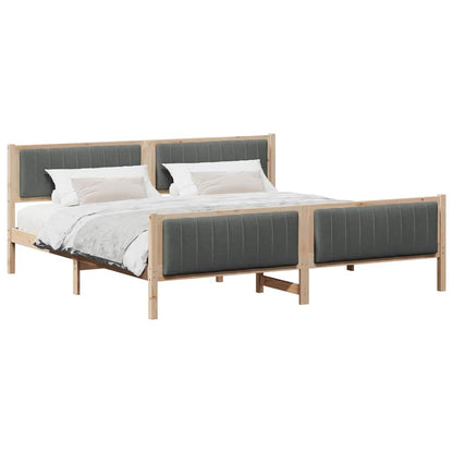 Bedframe Bruin en donkergrijs 200 x 200 cm Massief grenenhout