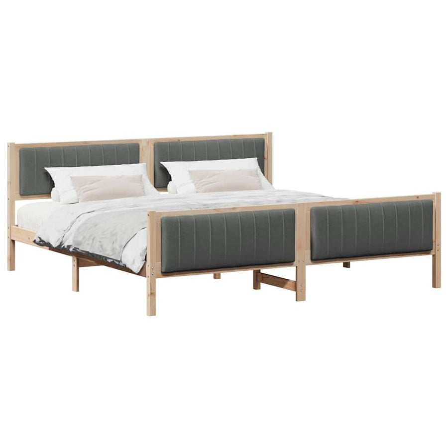 Bedframe Bruin en donkergrijs 200 x 200 cm Massief grenenhout