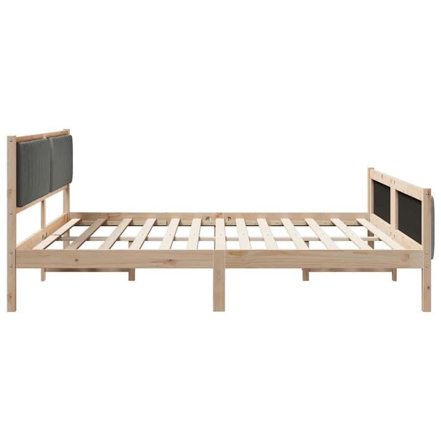 Bedframe Bruin en donkergrijs 200 x 200 cm Massief grenenhout
