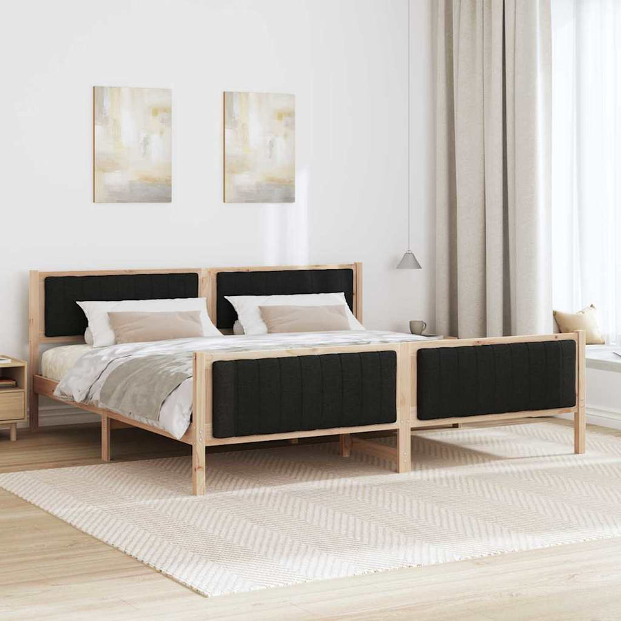 Bedframe Bruin en zwart 200 x 200 cm Massief grenenhout