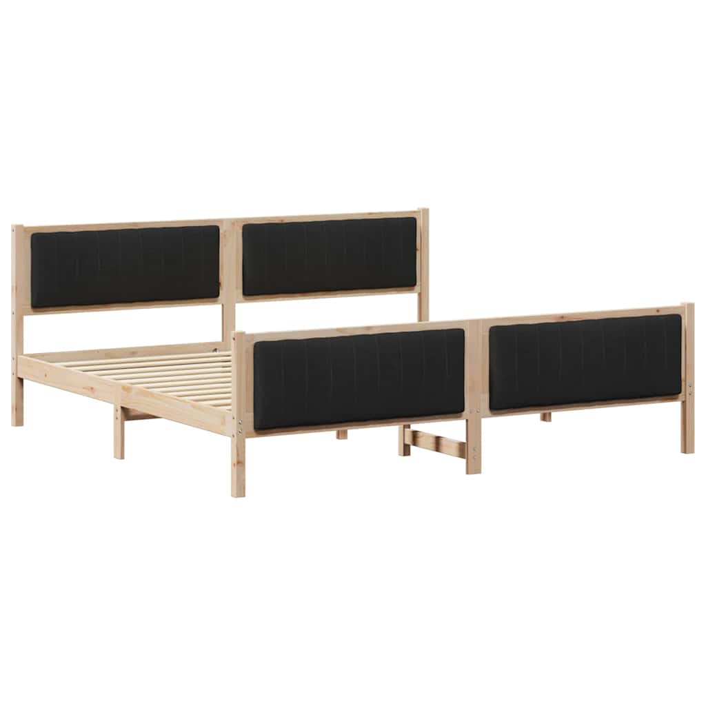 Bedframe Bruin en zwart 200 x 200 cm Massief grenenhout