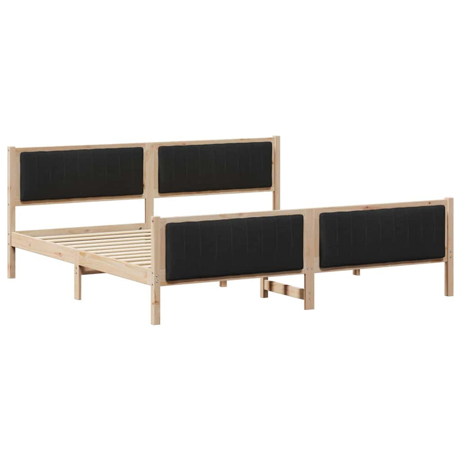 Bedframe Bruin en zwart 200 x 200 cm Massief grenenhout