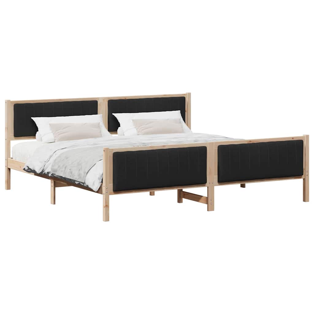 Bedframe Bruin en zwart 200 x 200 cm Massief grenenhout