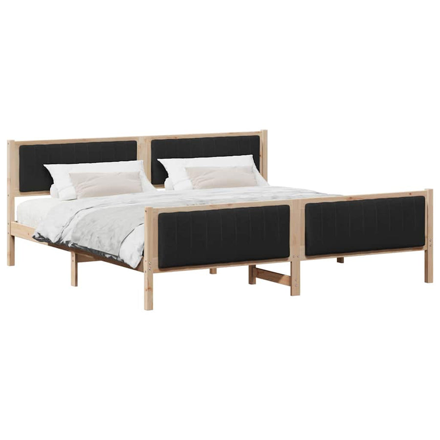 Bedframe Bruin en zwart 200 x 200 cm Massief grenenhout