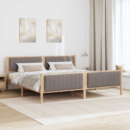 Bedframe Bruin en taupe 200 x 200 cm Massief grenenhout