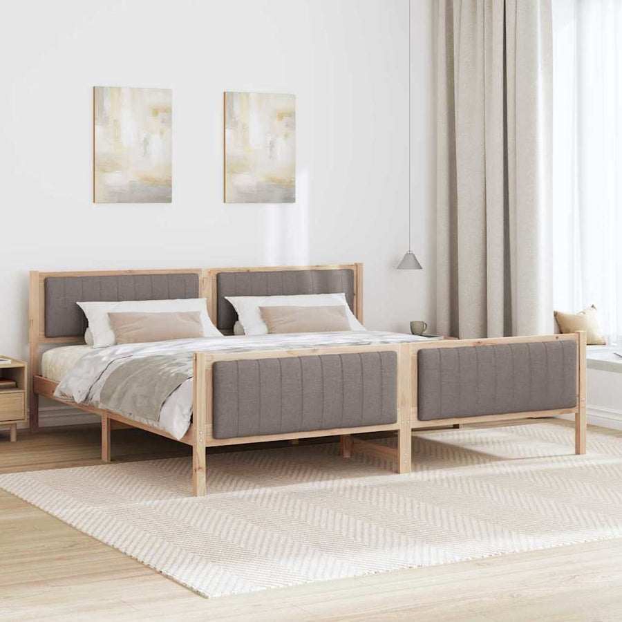 Bedframe Bruin en taupe 200 x 200 cm Massief grenenhout