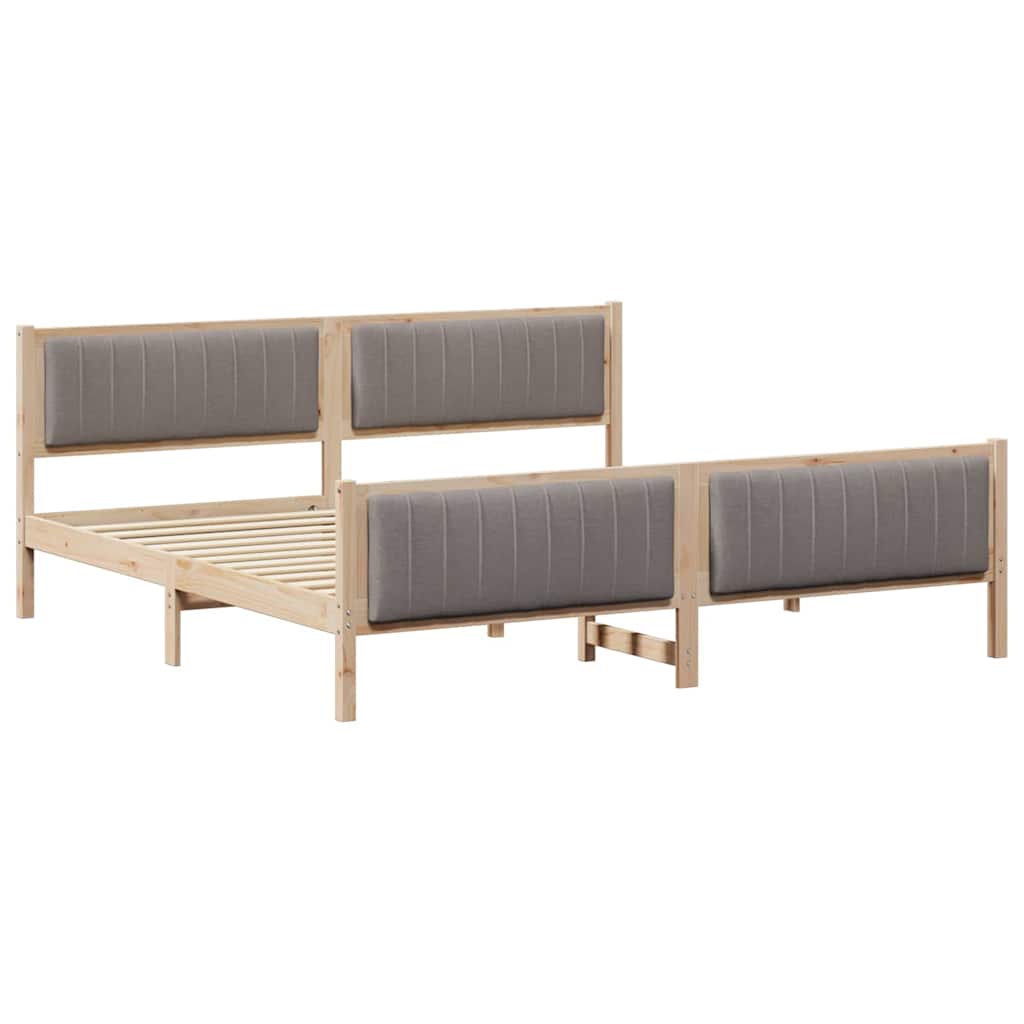 Bedframe Bruin en taupe 200 x 200 cm Massief grenenhout