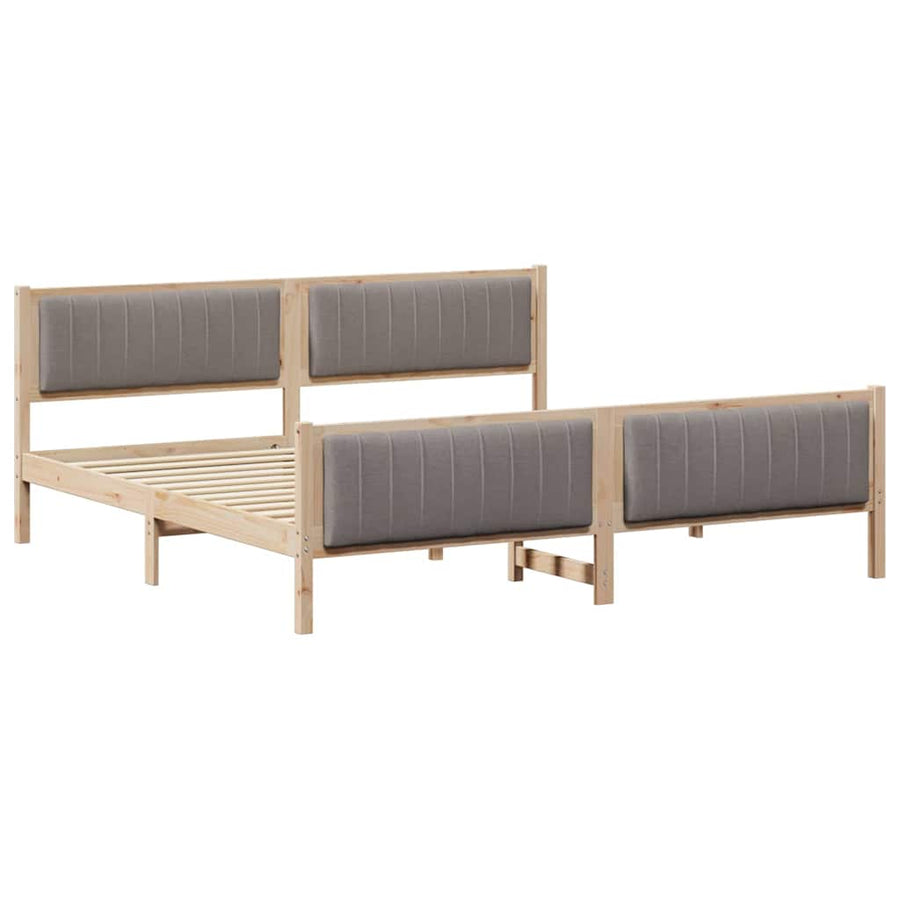 Bedframe Bruin en taupe 200 x 200 cm Massief grenenhout
