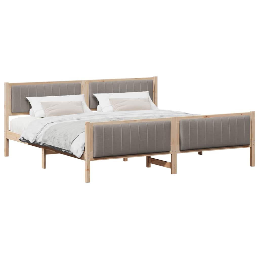 Bedframe Bruin en taupe 200 x 200 cm Massief grenenhout