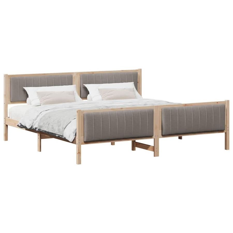 Bedframe Bruin en taupe 200 x 200 cm Massief grenenhout
