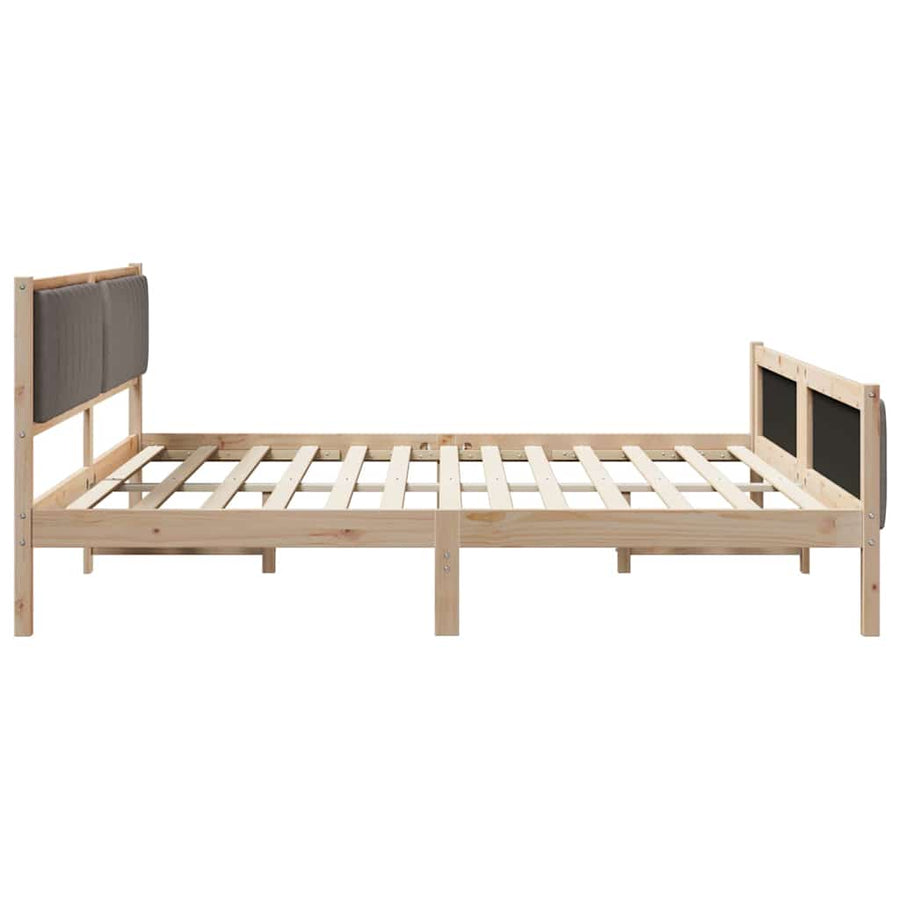 Bedframe Bruin en taupe 200 x 200 cm Massief grenenhout