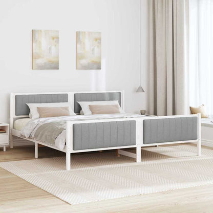 Bedframe Wit en lichtgrijs 200 x 200 cm Massief grenenhout