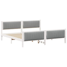 Bedframe Wit en lichtgrijs 200 x 200 cm Massief grenenhout