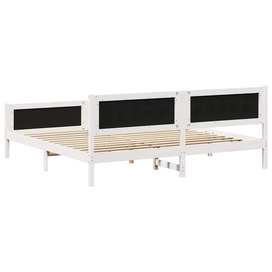 Bedframe Wit en lichtgrijs 200 x 200 cm Massief grenenhout