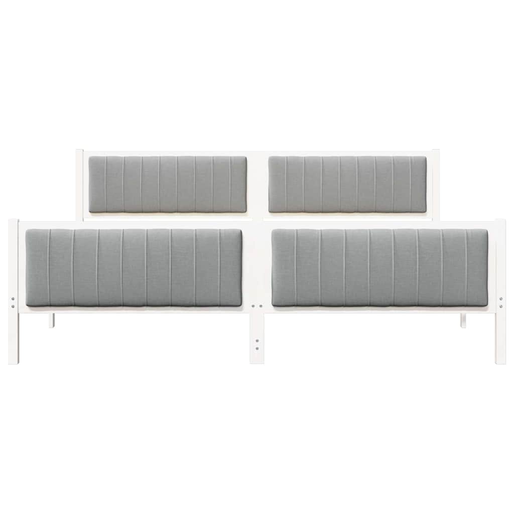 Bedframe Wit en lichtgrijs 200 x 200 cm Massief grenenhout
