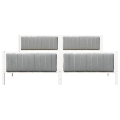 Bedframe Wit en lichtgrijs 200 x 200 cm Massief grenenhout