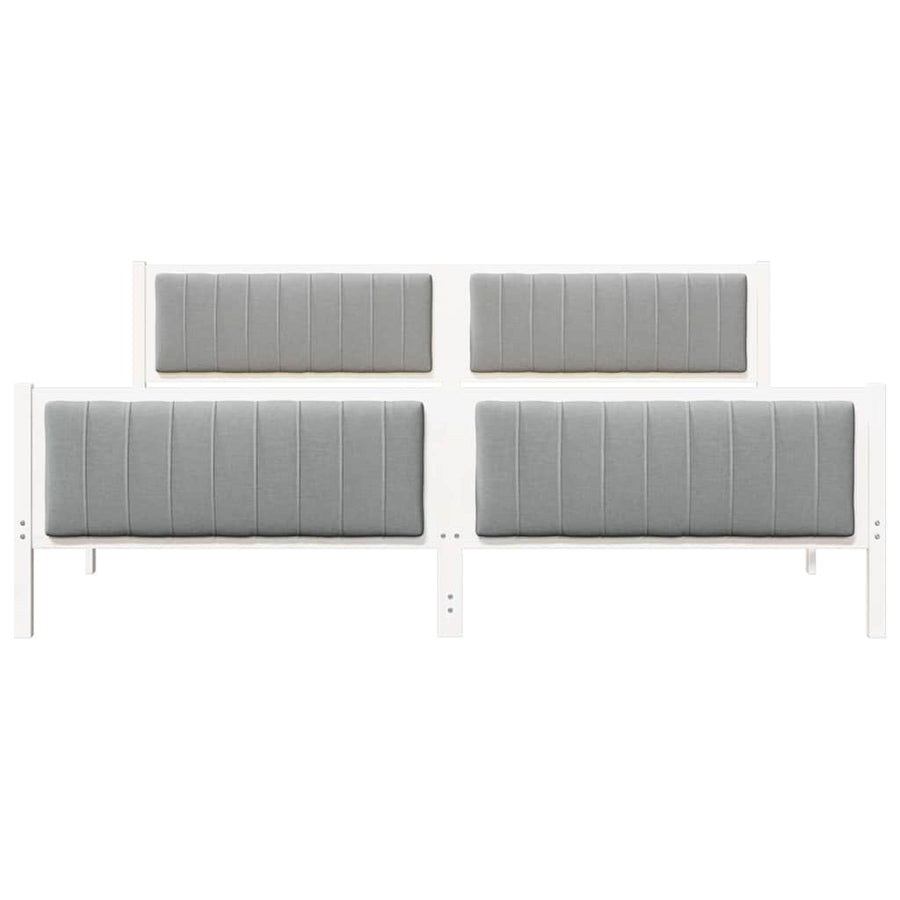 Bedframe Wit en lichtgrijs 200 x 200 cm Massief grenenhout