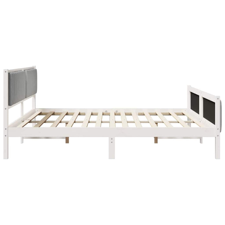 Bedframe Wit en lichtgrijs 200 x 200 cm Massief grenenhout
