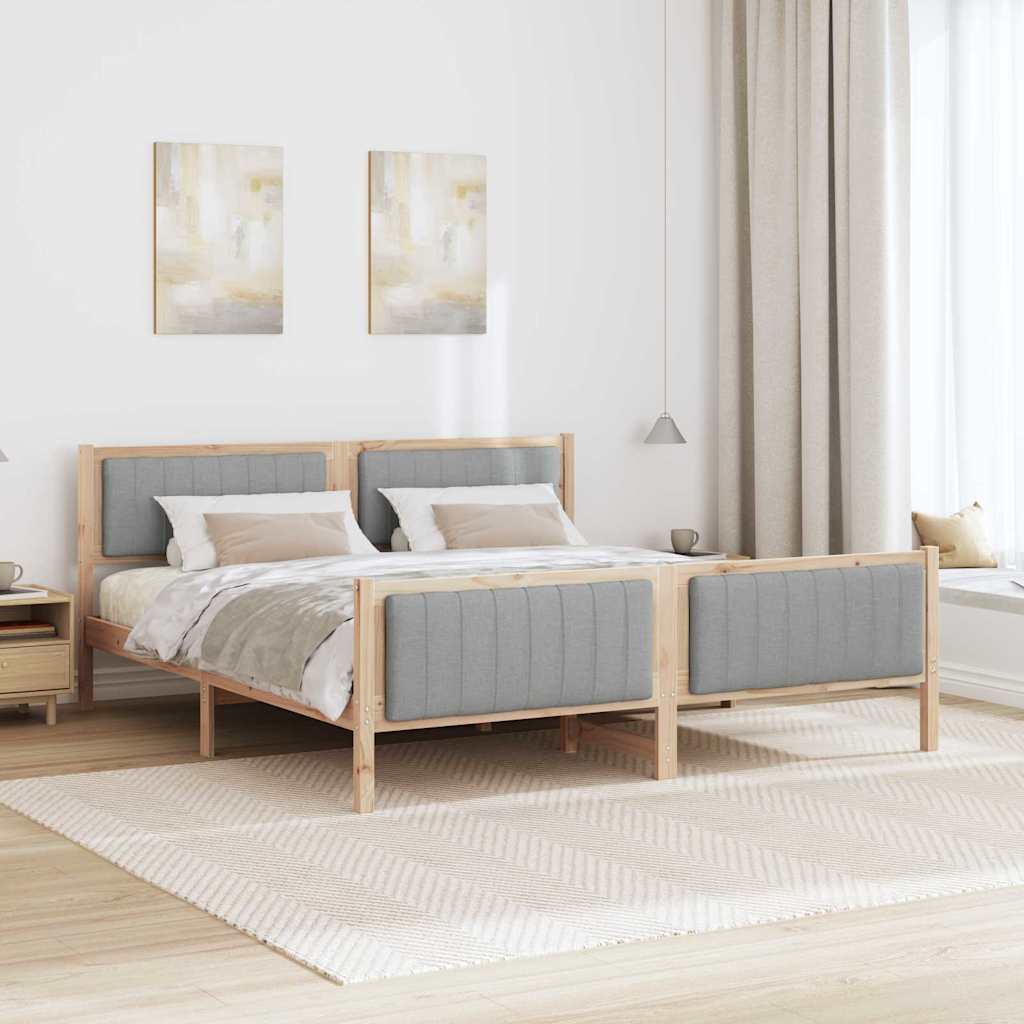 Bedframe Bruin en lichtgrijs 180 x 200 cm Massief grenenhout