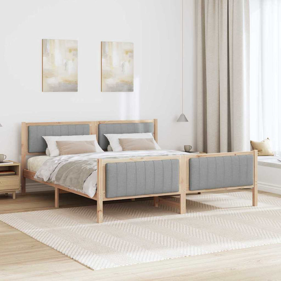 Bedframe Bruin en lichtgrijs 180 x 200 cm Massief grenenhout