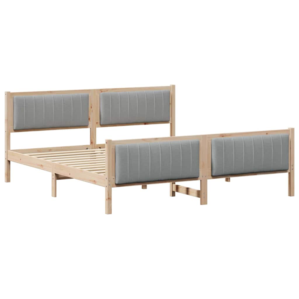Bedframe Bruin en lichtgrijs 180 x 200 cm Massief grenenhout