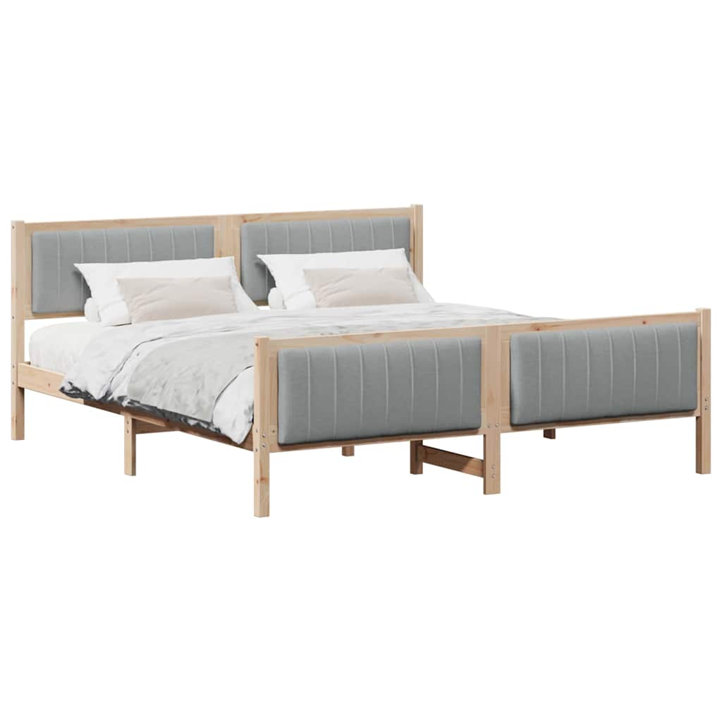Bedframe Bruin en lichtgrijs 180 x 200 cm Massief grenenhout