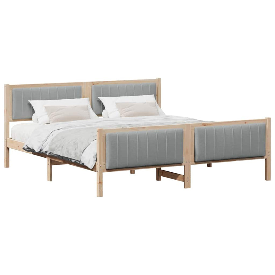 Bedframe Bruin en lichtgrijs 180 x 200 cm Massief grenenhout