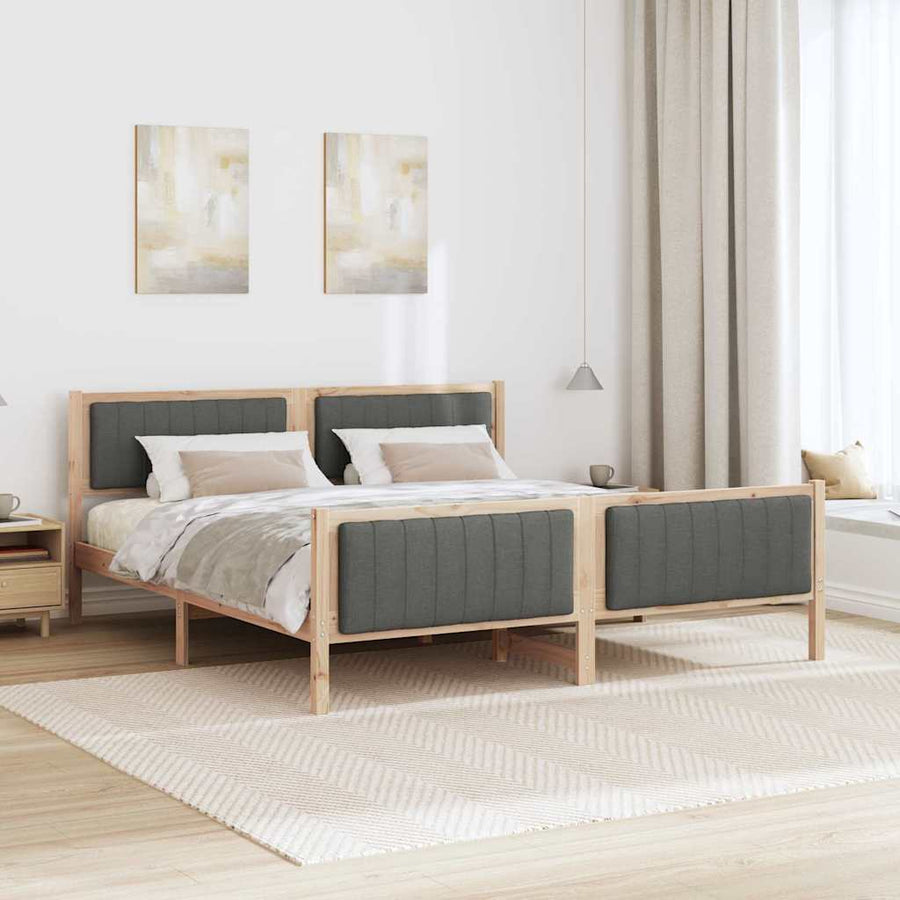 Bedframe Bruin en donkergrijs 180 x 200 cm Massief grenenhout