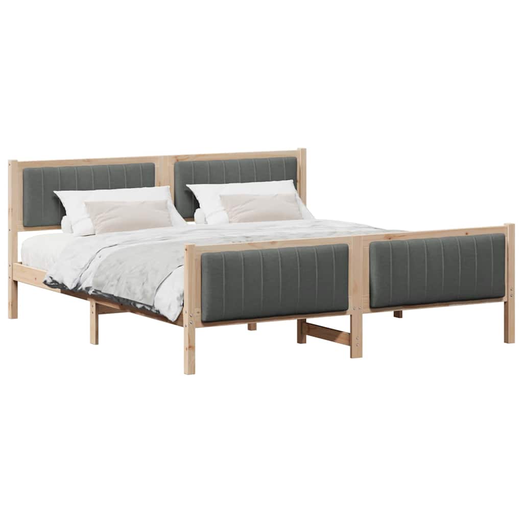 Bedframe Bruin en donkergrijs 180 x 200 cm Massief grenenhout