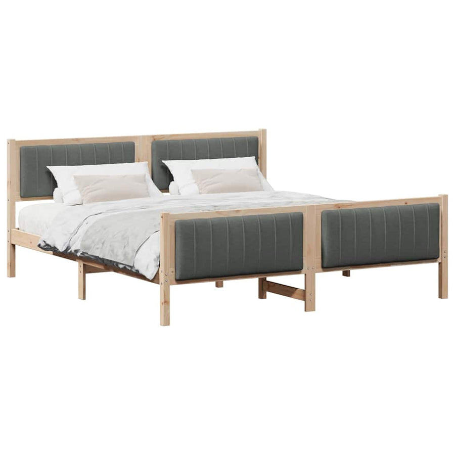 Bedframe Bruin en donkergrijs 180 x 200 cm Massief grenenhout