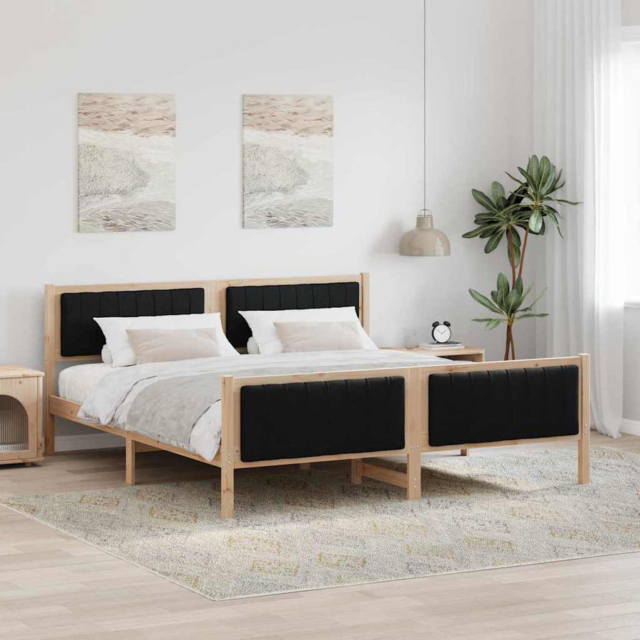 Bedframe Bruin en zwart 180 x 200 cm Massief grenenhout