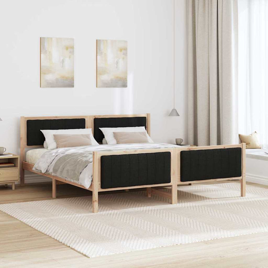 Bedframe Bruin en zwart 180 x 200 cm Massief grenenhout